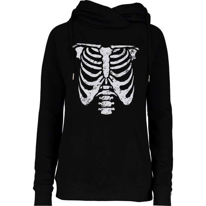 Skeleton Rib Cage Flower Easy Halloween Costume Womens Funnel Neck Pullover Hood