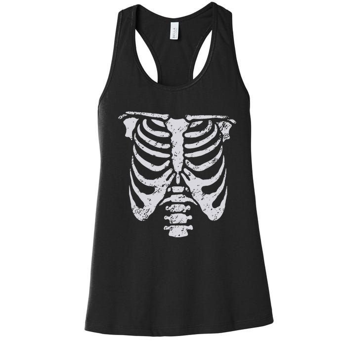 Skeleton Rib Cage Flower Easy Halloween Costume Women's Racerback Tank