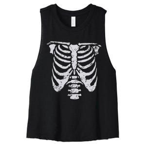 Skeleton Rib Cage Flower Easy Halloween Costume Women's Racerback Cropped Tank