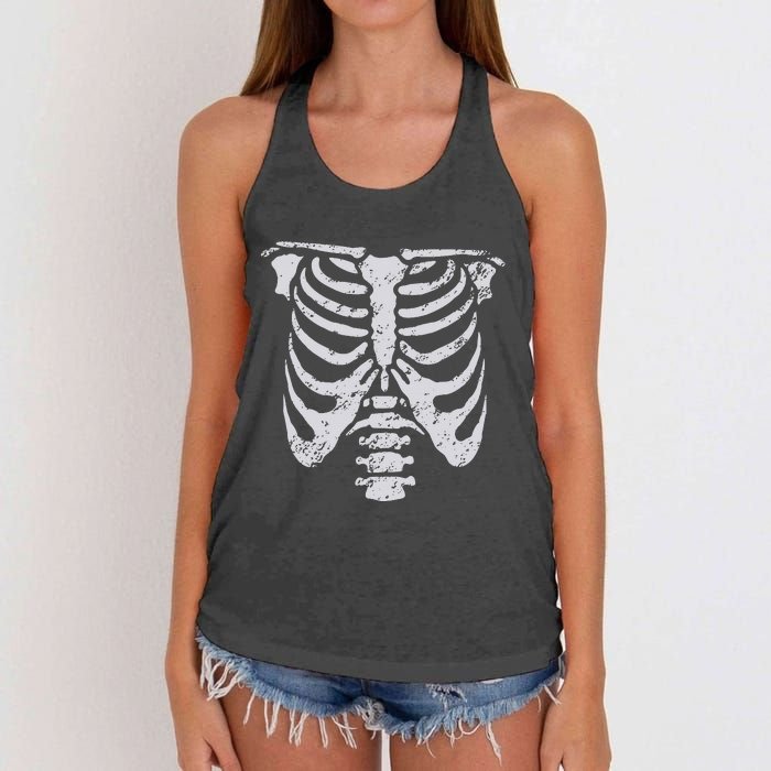 Skeleton Rib Cage Flower Easy Halloween Costume Women's Knotted Racerback Tank