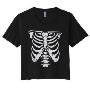 Skeleton Rib Cage Flower Easy Halloween Costume Women's Crop Top Tee