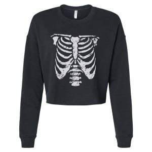 Skeleton Rib Cage Flower Easy Halloween Costume Cropped Pullover Crew