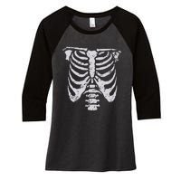 Skeleton Rib Cage Flower Easy Halloween Costume Women's Tri-Blend 3/4-Sleeve Raglan Shirt