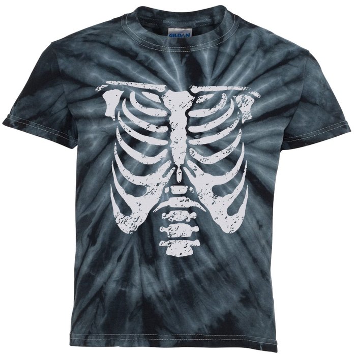 Skeleton Rib Cage Flower Easy Halloween Costume Kids Tie-Dye T-Shirt