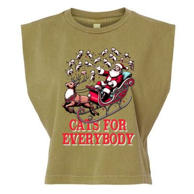 Santa Reindeer Cart Cats For Everybody Christmas Pajama Xmas Gift Garment-Dyed Women's Muscle Tee