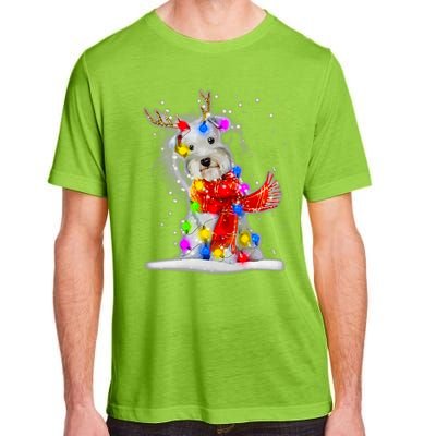 Schnauzer Reindeer Christmas Lights Tree Dog Scarf Xmas Snow Adult ChromaSoft Performance T-Shirt