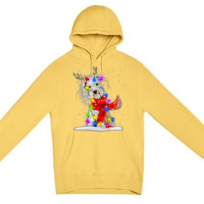 Schnauzer Reindeer Christmas Lights Tree Dog Scarf Xmas Snow Premium Pullover Hoodie