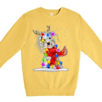 Schnauzer Reindeer Christmas Lights Tree Dog Scarf Xmas Snow Premium Crewneck Sweatshirt