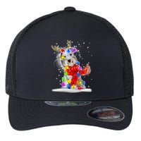 Schnauzer Reindeer Christmas Lights Tree Dog Scarf Xmas Snow Flexfit Unipanel Trucker Cap