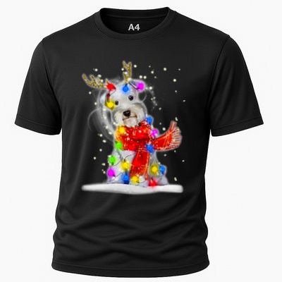 Schnauzer Reindeer Christmas Lights Tree Dog Scarf Xmas Snow Performance Shirt