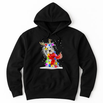 Schnauzer Reindeer Christmas Lights Tree Dog Scarf Xmas Snow Hoodie
