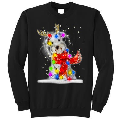 Schnauzer Reindeer Christmas Lights Tree Dog Scarf Xmas Snow Sweatshirt