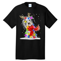 Schnauzer Reindeer Christmas Lights Tree Dog Scarf Xmas Snow Tall T-Shirt