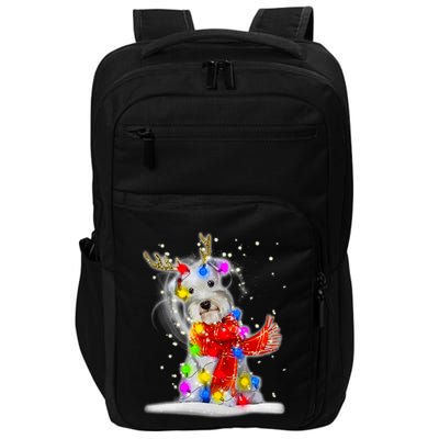 Schnauzer Reindeer Christmas Lights Tree Dog Scarf Xmas Snow Impact Tech Backpack