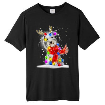 Schnauzer Reindeer Christmas Lights Tree Dog Scarf Xmas Snow Tall Fusion ChromaSoft Performance T-Shirt