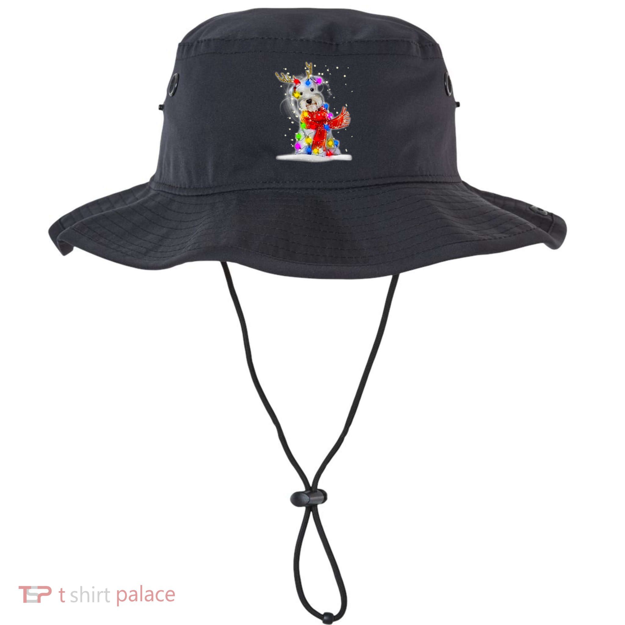 Schnauzer Reindeer Christmas Lights Tree Dog Scarf Xmas Snow Bucket Hat