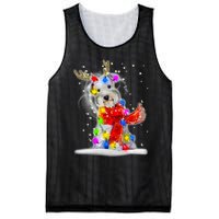 Schnauzer Reindeer Christmas Lights Tree Dog Scarf Xmas Snow Mesh Reversible Basketball Jersey Tank