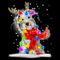 Schnauzer Reindeer Christmas Lights Tree Dog Scarf Xmas Snow Cooling Performance Long Sleeve Crew
