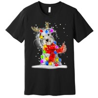 Schnauzer Reindeer Christmas Lights Tree Dog Scarf Xmas Snow Premium T-Shirt