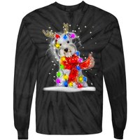 Schnauzer Reindeer Christmas Lights Tree Dog Scarf Xmas Snow Tie-Dye Long Sleeve Shirt