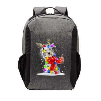 Schnauzer Reindeer Christmas Lights Tree Dog Scarf Xmas Snow Vector Backpack