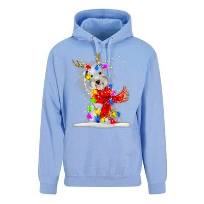 Schnauzer Reindeer Christmas Lights Tree Dog Scarf Xmas Snow Unisex Surf Hoodie