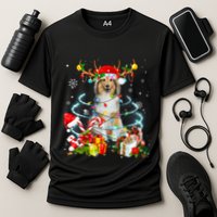 Sheltie Reindeer Christmas Tree Lights Pajama Dog Xmas Performance Shirt