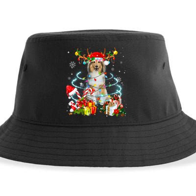 Sheltie Reindeer Christmas Tree Lights Pajama Dog Xmas Sustainable Bucket Hat