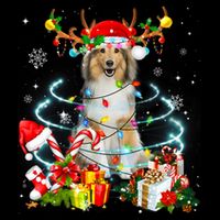 Sheltie Reindeer Christmas Tree Lights Pajama Dog Xmas 7-Panel Snapback Hat