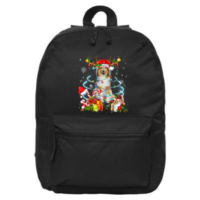 Sheltie Reindeer Christmas Tree Lights Pajama Dog Xmas 16 in Basic Backpack