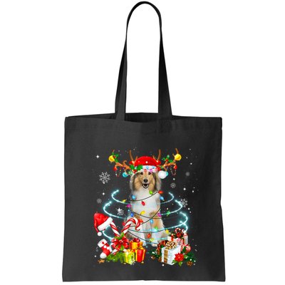 Sheltie Reindeer Christmas Tree Lights Pajama Dog Xmas Bag