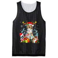 Sheltie Reindeer Christmas Tree Lights Pajama Dog Xmas Mesh Reversible Basketball Jersey Tank