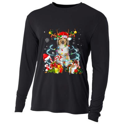 Sheltie Reindeer Christmas Tree Lights Pajama Dog Xmas Cooling Performance Long Sleeve Crew