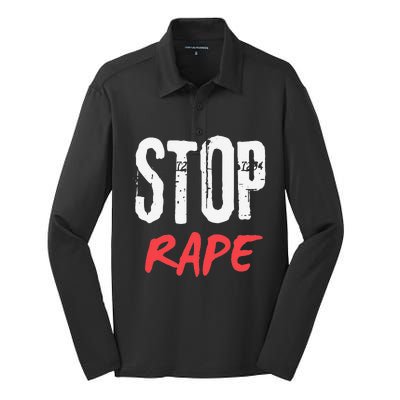 Ststop Rape Culture Awareness Silk Touch Performance Long Sleeve Polo