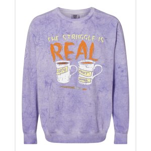 Struggle Real Coffee Paint Water Funny Artist Painter Gift Colorblast Crewneck Sweatshirt