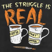 Struggle Real Coffee Paint Water Funny Artist Painter Gift 7 Panel Mesh Trucker Snapback Hat