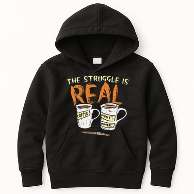 Struggle Real Coffee Paint Water Funny Artist Painter Gift Kids Hoodie