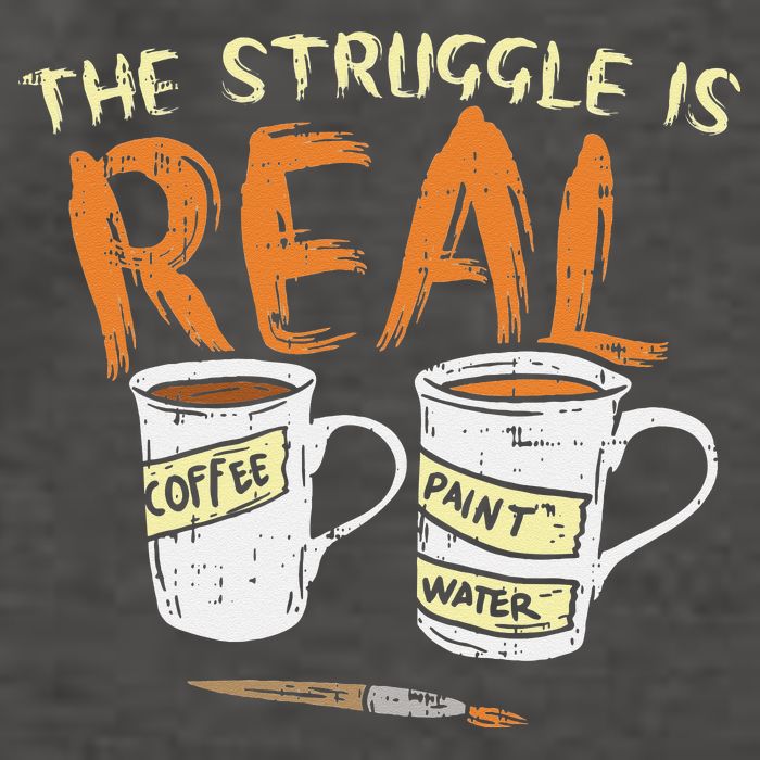 Struggle Real Coffee Paint Water Funny Artist Painter Gift Vector Backpack
