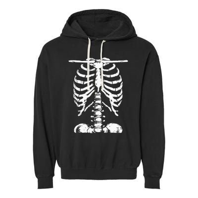 Skeleton Rib Cage Gifts Halloween Costume Garment-Dyed Fleece Hoodie