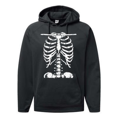 Skeleton Rib Cage Gifts Halloween Costume Performance Fleece Hoodie