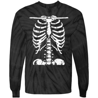 Skeleton Rib Cage Gifts Halloween Costume Tie-Dye Long Sleeve Shirt