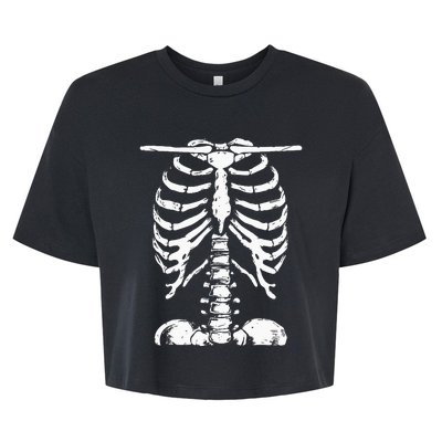 Skeleton Rib Cage Gifts Men Women Halloween Costume Bella+Canvas Jersey Crop Tee