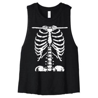 Skeleton Rib Cage Gifts Men Women Halloween Costume Women's Racerback Cropped Tank