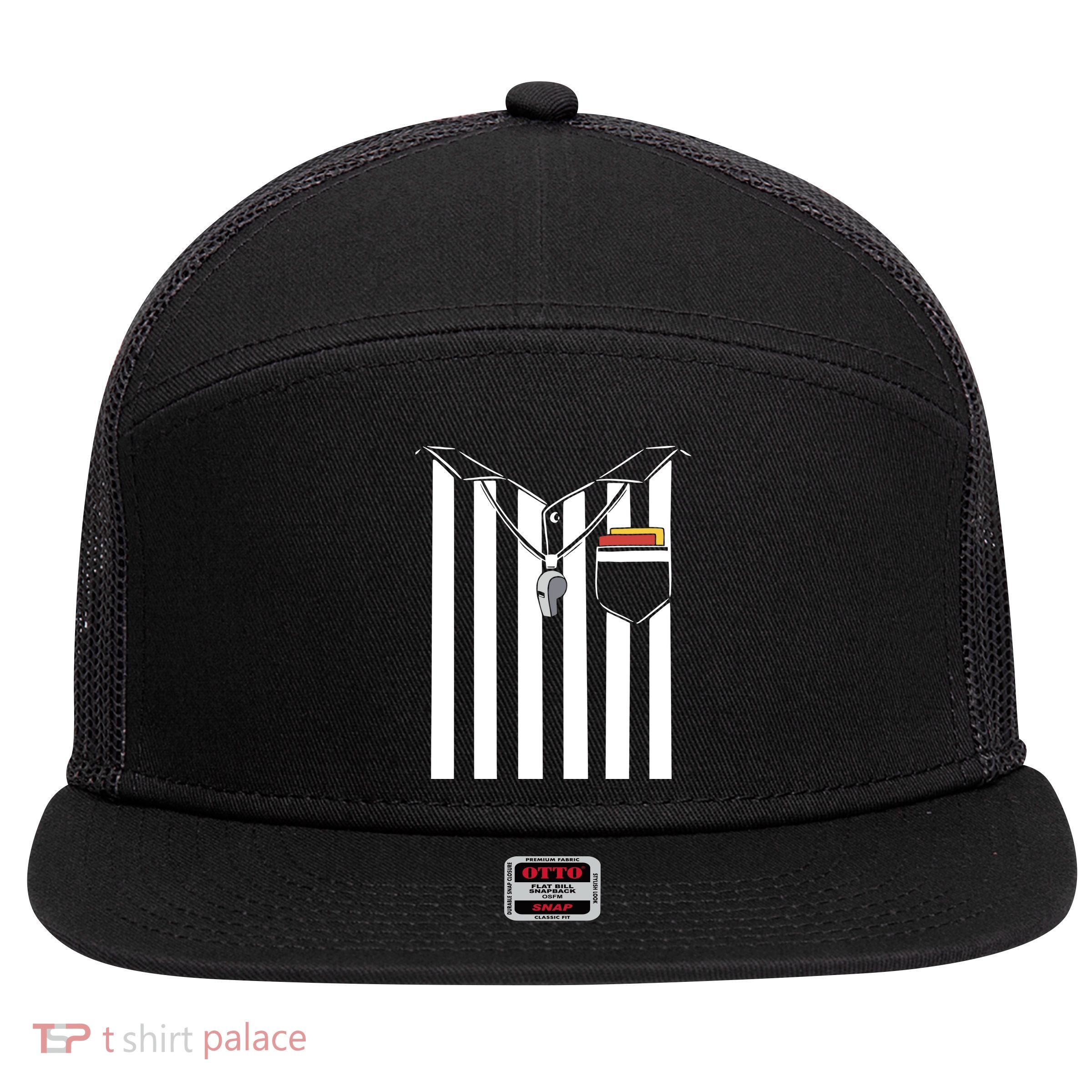Soccer Referee Costume 7 Panel Mesh Trucker Snapback Hat