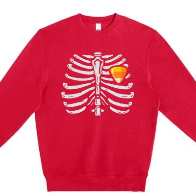 Skeleton Rib Cage Heart Candy Corn Cute Adult Premium Crewneck Sweatshirt