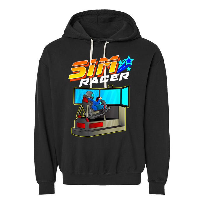 Sim Racer Car Racing And Driving Simulator Motion Rig Garment-Dyed Fleece Hoodie