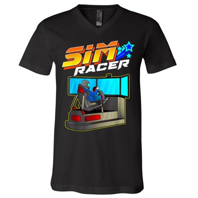 Sim Racer Car Racing And Driving Simulator Motion Rig V-Neck T-Shirt