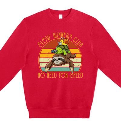 Slow Runners Club No Need For Speed - Sloth & Turtle Snail Premium Crewneck Sweatshirt