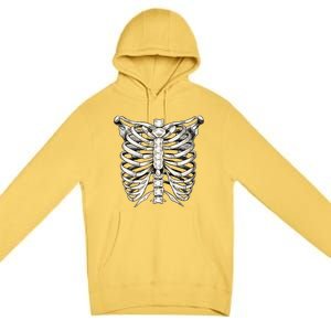 Skeleton Rib Cage Halloween Skeleton Costume Premium Pullover Hoodie