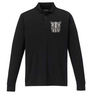 Skeleton Rib Cage Halloween Skeleton Costume Performance Long Sleeve Polo